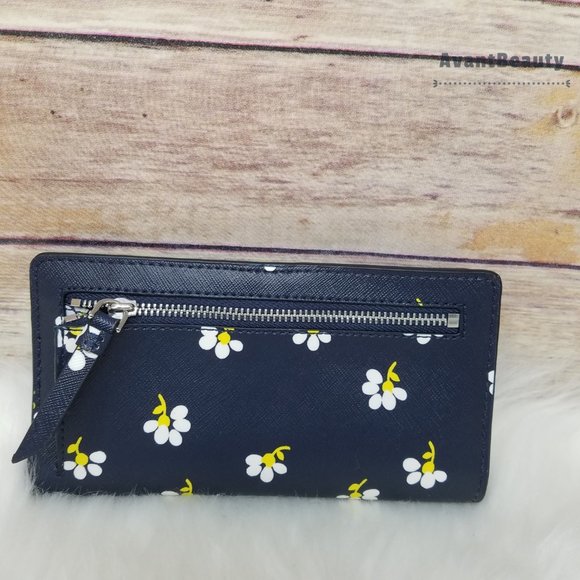 Kate Spade Bifold Wallet Daisy Toss Night Cap Navy - Picture 4 of 7